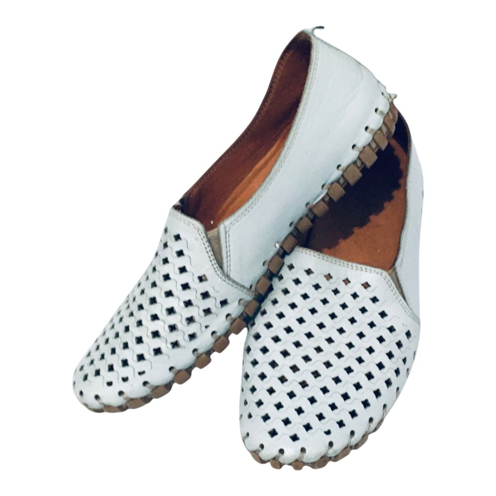 Gelato Leather Upper/Lining  Blue Perforated Slip-On Loafers Shoes 37